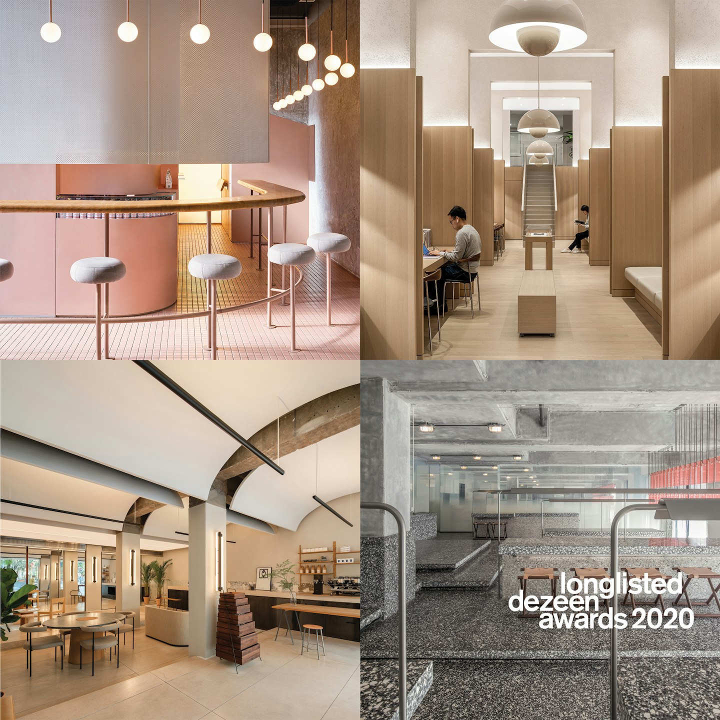 All four new projects are longlisted for Dezeen Awards 2020